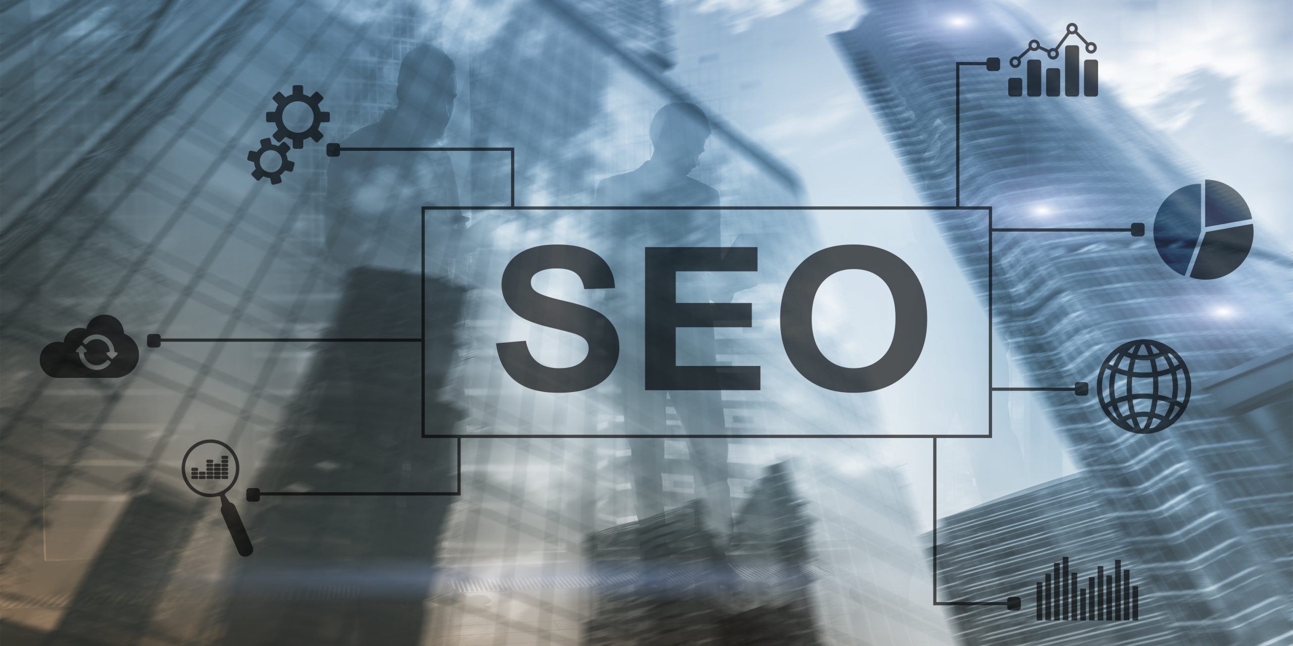 SEO – Search engine optimization, Digital marketing and internet technology concept on blurred background.